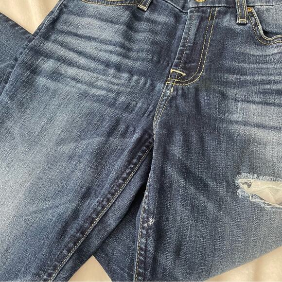 7 for all mankind ankle gwenevere jeans blue ripped denim size 24 7FAM - Picture 6 of 10